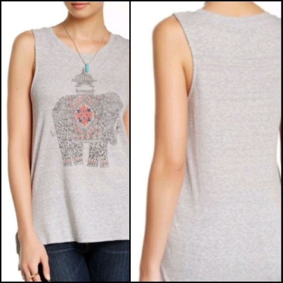 NEW! LUCKY BRAND Elephant Graphic Sleeveless Tank Top Medium. - Picture 1 of 6